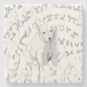 Marmorstone Untersetzer Polar Bear