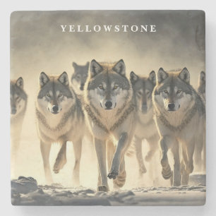 Marmorstone Untersetzer-Yellowstone Wolves Steinuntersetzer