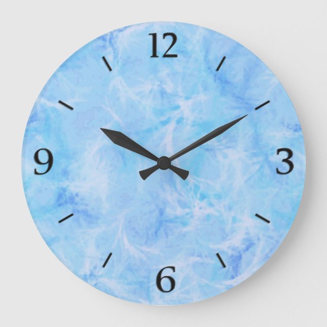 Marmorstrudeldruck - Himmelblau Große Wanduhr (Vorderseite)