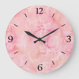 Marmorstrudeldruck - Korallenrosa Große Wanduhr