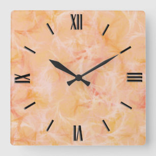 Marmorstrudeldruck - weich Orange Quadratische Wanduhr