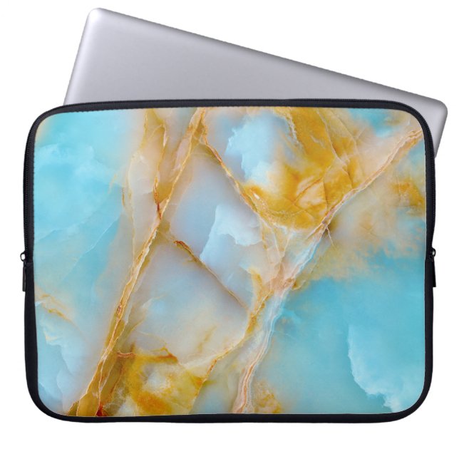 Marmorstruktur, buntes Onyx-Interieur. Laptopschutzhülle (Vorderseite)