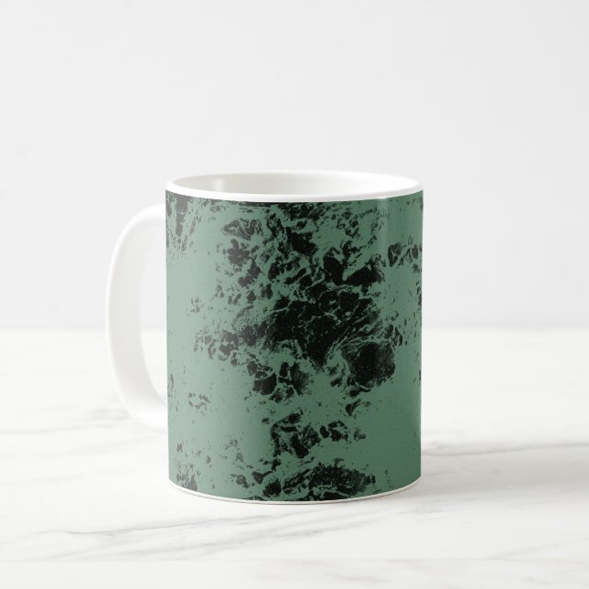 Marmorstruktur in Schwarz und Grün Kaffeetasse (Vorderseite Links)