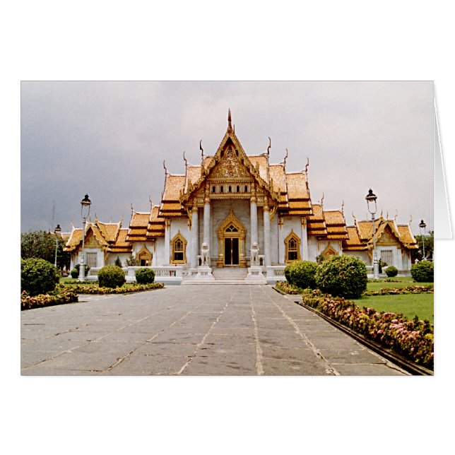 Marmortempel Gold über Khmer Lion Card (Vorderseite (Horizontal))