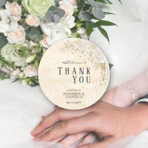 Marmortextur Floral Spitzen muslimische Gastgesche Runder Aufkleber