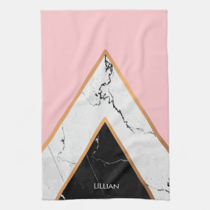 Marmortextur mit goldenen Linien Geschirrtuch