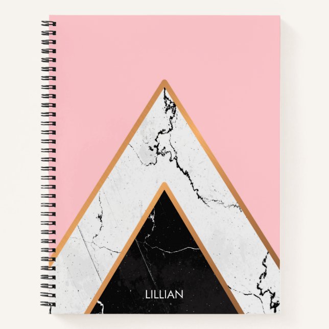 Marmortextur mit goldenen Linien Notizbuch (Vorderseite)