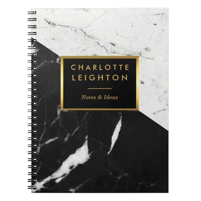Marmortextur Notebook modern Gold personalisiert Notizblock (Vorderseite)