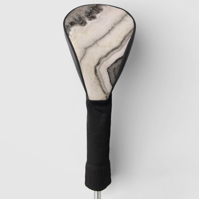 Marmortextur Schwarz-weiß agieren Naturgemone Golf Headcover (Vorderseite)