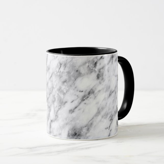 Marmortextur Tasse Schwarz-Weiß-Tasse (VorderseiteRechts)