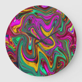 Marmorwärme, heißes Rosa und Meeresfohlen Grüne Ab Große Wanduhr