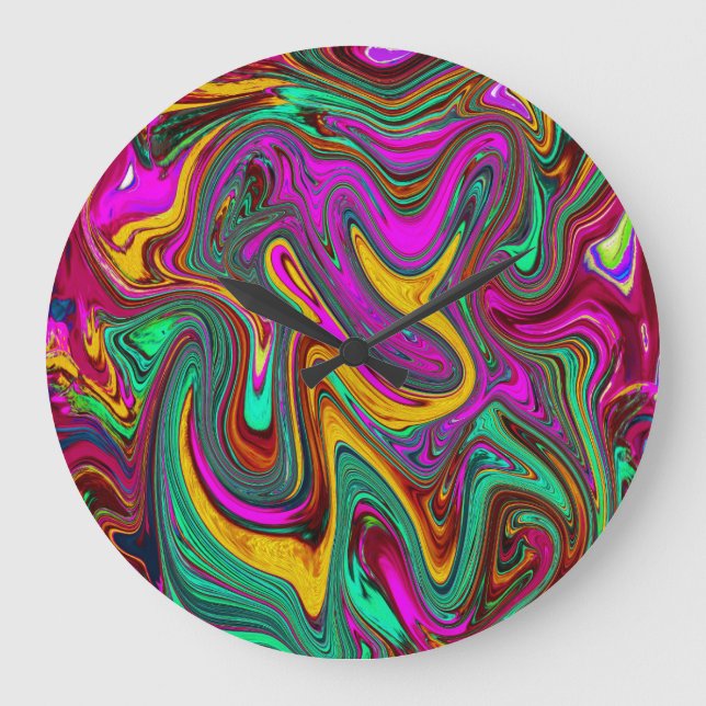 Marmorwärme, heißes Rosa und Meeresfohlen Grüne Ab Große Wanduhr (Vorderseite)