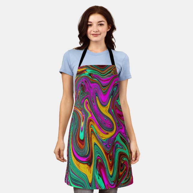 Marmorwärme, heißes Rosa und Meeresfohlen Grüne Ab Schürze (Getragen)