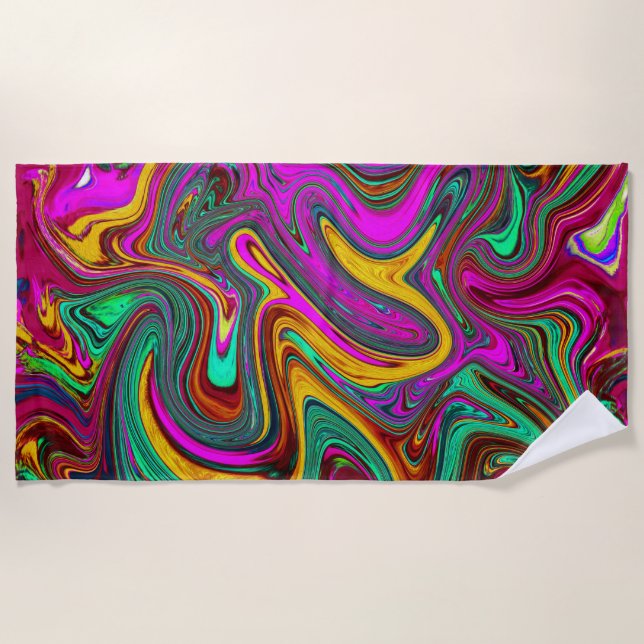 Marmorwärme, heißes Rosa und Meeresfohlen Grüne Ab Strandtuch (Vorderseite)