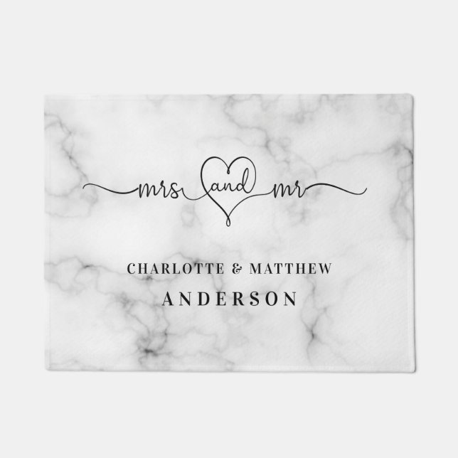 Marmorweiße Namen mehr elegante Neuzugänge Fußmatte (Vorderseite)