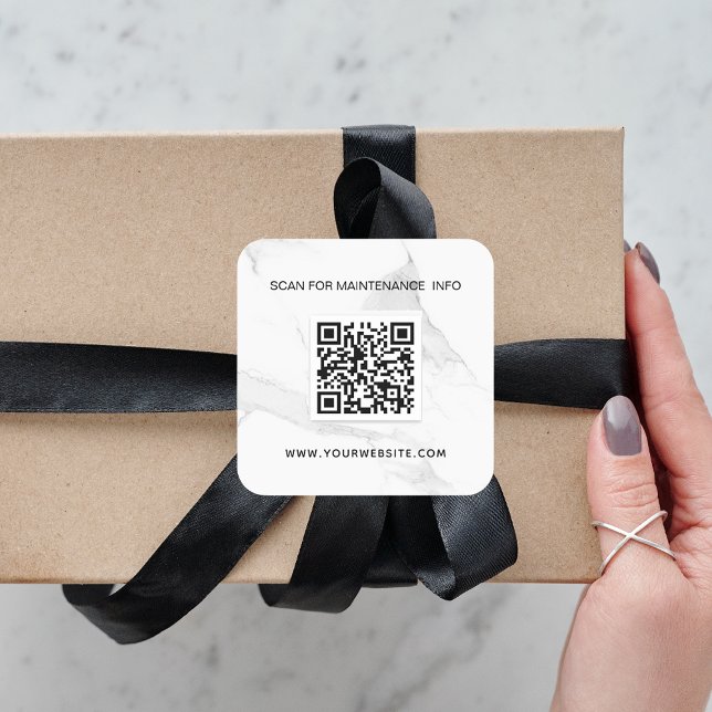 Marmorweißer Business qr-Code-Wartung Quadratischer Aufkleber (Von Creator hochgeladen)