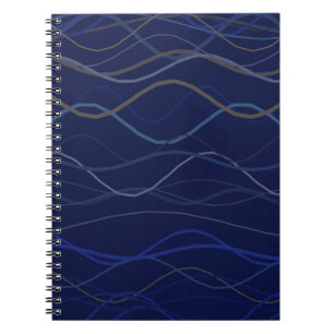 Marmorwirbel Blau Gold Nahtloses Muster Notizblock