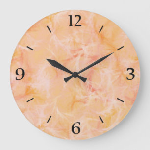 Marmorwirbeldruck - sanft orange große wanduhr