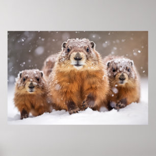 Marmot Animal Family Wandering Nature Poster