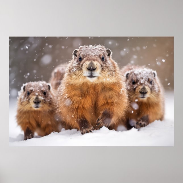 Marmot Animal Family Wandering Nature Poster (Vorne)