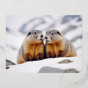 Marmot Animal Nature Zuneigung Gekümmert Folien Feiertagspostkarte