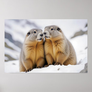 Marmot Animal Nature Zuneigung Gekümmert Poster
