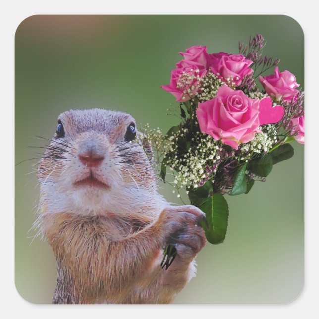 Marmot Bouquet Quadratischer Aufkleber (Vorderseite)