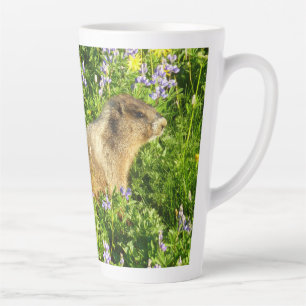 Marmot in den Wildblumen des Berges Rainier Milchtasse