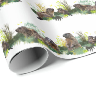Marmot Meadow Wrapping Paper (Farbe auswählen) Geschenkpapier