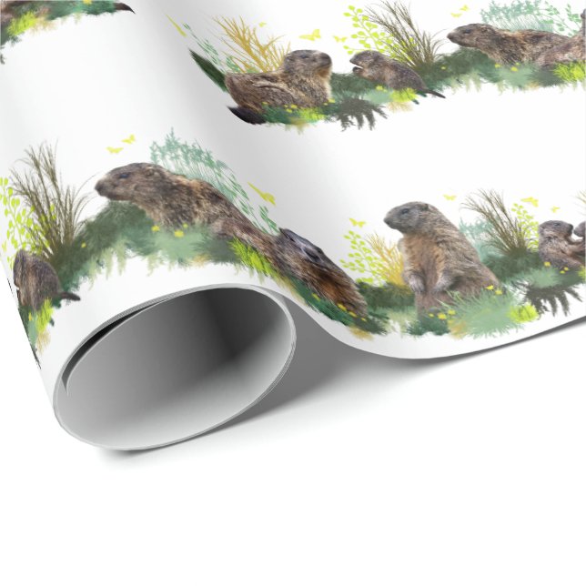 Marmot Meadow Wrapping Paper (Farbe auswählen) Geschenkpapier (Rolleneckpunkt)