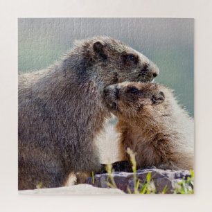 Marmot Mutter mit Baby Puzzle