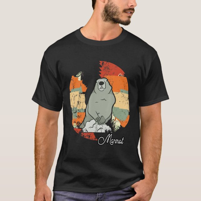 Marmot-Tier-Sonnenuntergang T-Shirt (Vorderseite)