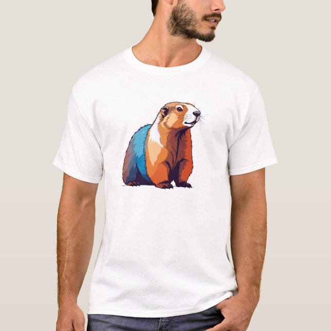 Marmot Vector Art mit lebhaften Farben T-Shirt (Vorderseite)