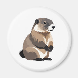 Marmot Vector Graphic Art Portrait Animal Spirit Magnet