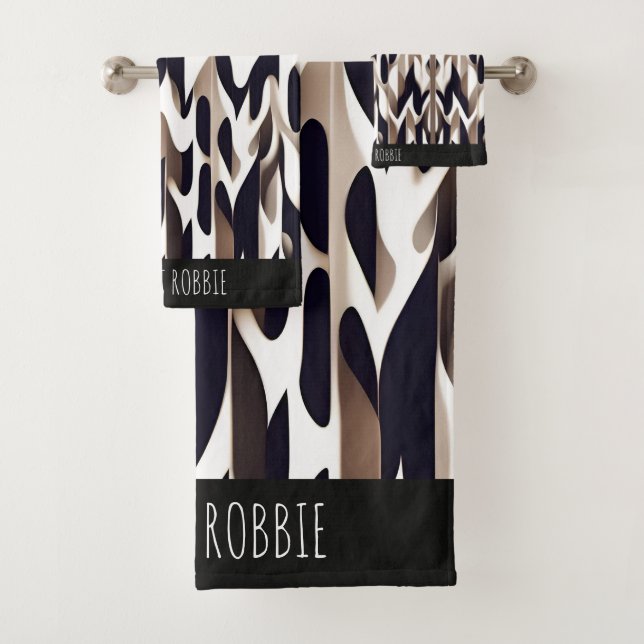 Marocco Triangle Geometric Brown Gray Pattern Badhandtuch Set (Insitu)