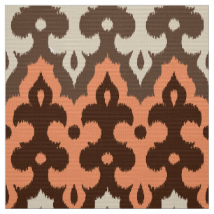 Marokkaner Ikat Damast, Brown, Taupe u. Koralle Stoff