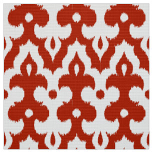 Marokkaner Ikat Damast-Muster, tiefrot und weiß Stoff