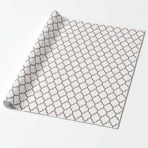 Marokkaner Quatrefoil Brown auf weißem Packpapier