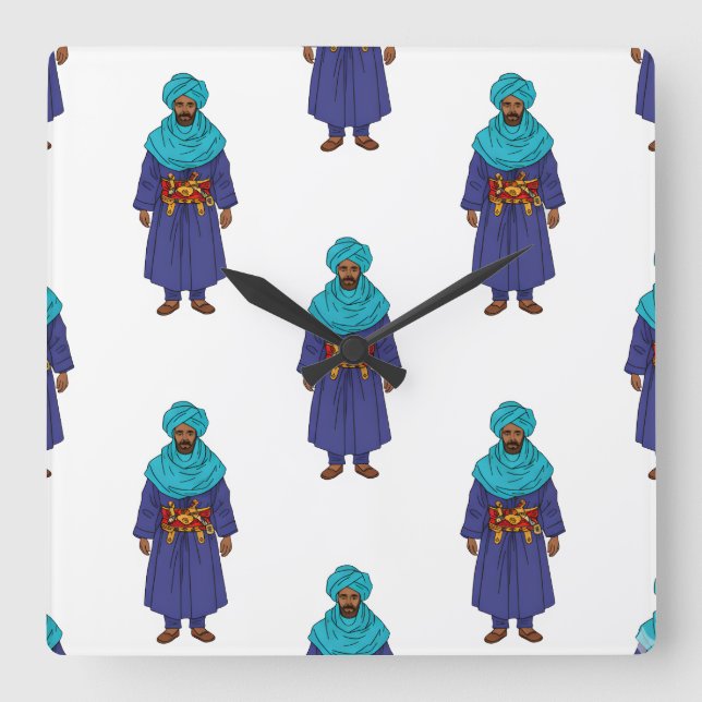 Marokkaner Touareg Man Motiv Quadratische Wanduhr (Vorderseite)