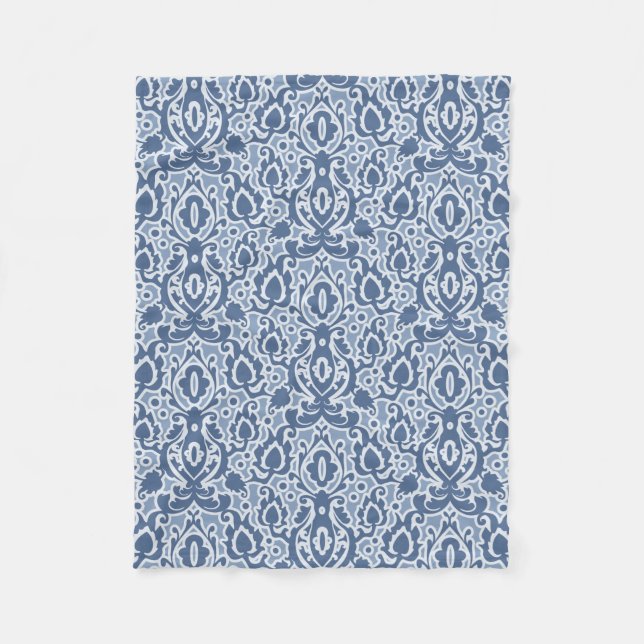 Marokkanisch Blue Gray Casbah Damask Fleecedecke (Vorderseite)