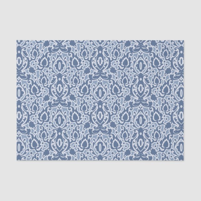 Marokkanisch Blue Gray Casbah Damask Seidenpapier (Vorderseite)