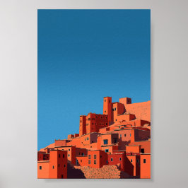 Marokkanisch Hilltop Kasbah - Minimalistische geom Poster