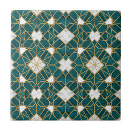 Marokkanisch Türkis und Gold Islamisches Geometris Fliese