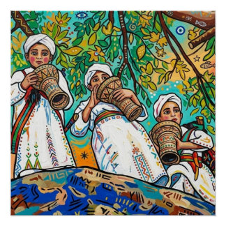 Marokkanische Ahwash Amazigh-Folk-Kunst Glänzend Poster