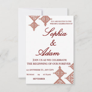 Marokkanische Berber-Muster-Hochzeitseinladung RSVP Karte