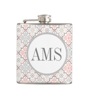 Marokkanische Blume Monogram Personalisiert Flachmann