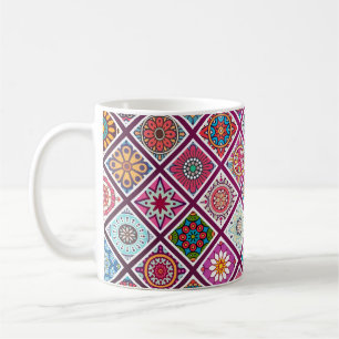 Marokkanische Boheme-Mandala-Fliesen Kaffeetasse
