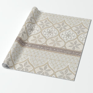 Marokkanische Creme-Taupe-Schokoladen-Geometriefli Geschenkpapier