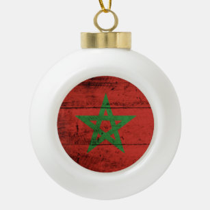 Marokkanische Flagge für altes Holzkörnchen Keramik Kugel-Ornament
