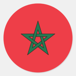 Marokkanische Flagge Roter Grüner Stern Runder Aufkleber